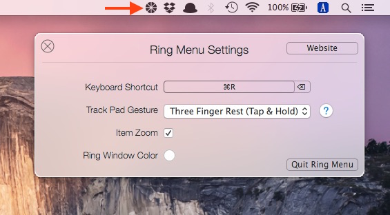 Ring Menu for Mac Settings
