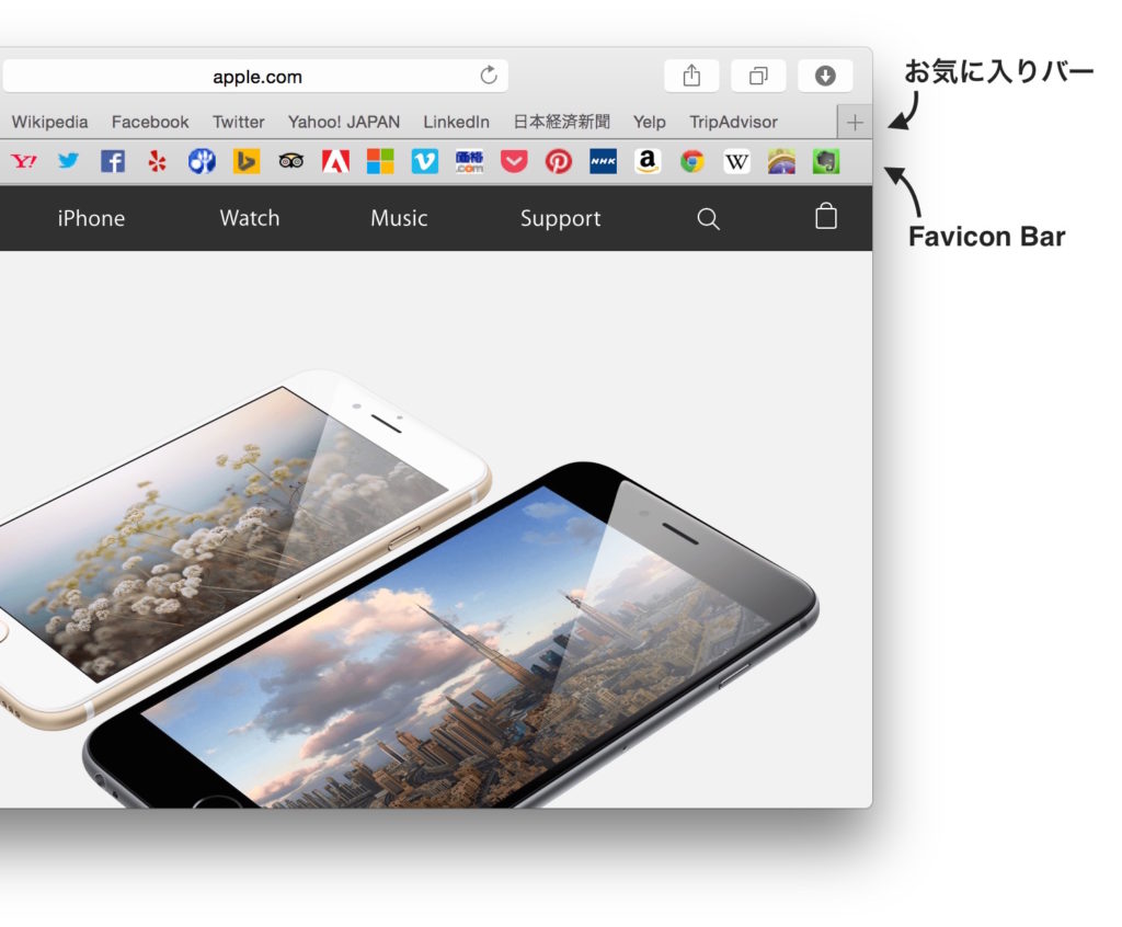 Safariのお気に入りバー下にfavicon入のバーを表示してくれる機能拡張 Favicon Bar が公開 pl Ch