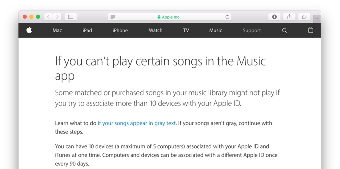 Apple 特定の曲がitunesで再生できない場合のサポートページを公開 pl Ch