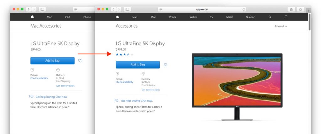 Apple、Apple Online Storeで「LG UltraFine 5K Display」のレビュー表示を開始。 | AAPL Ch.