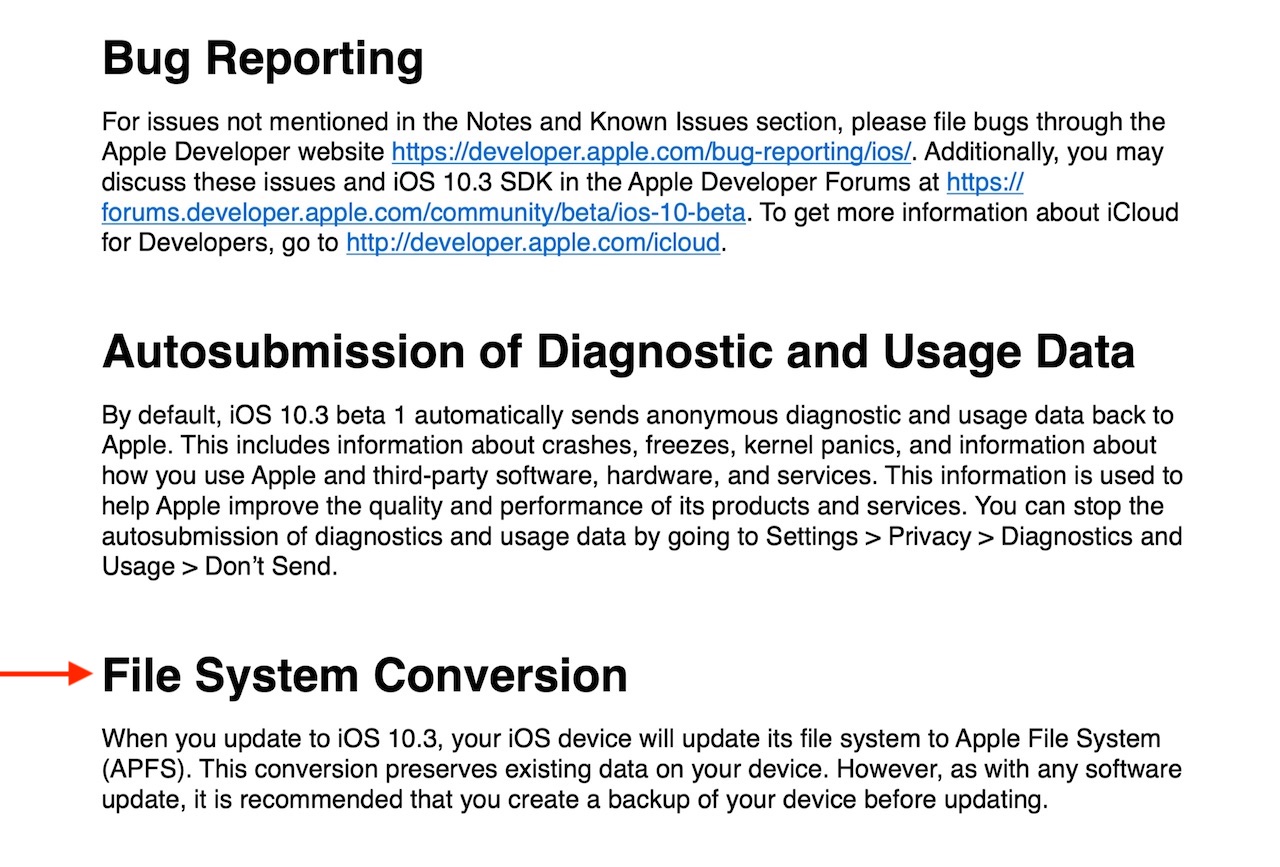 Apple iOS 10 3 APFS File System