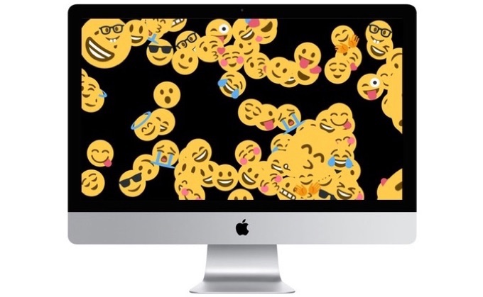 絵文字スクリーンセーバー「Emoji Saver」の画面。