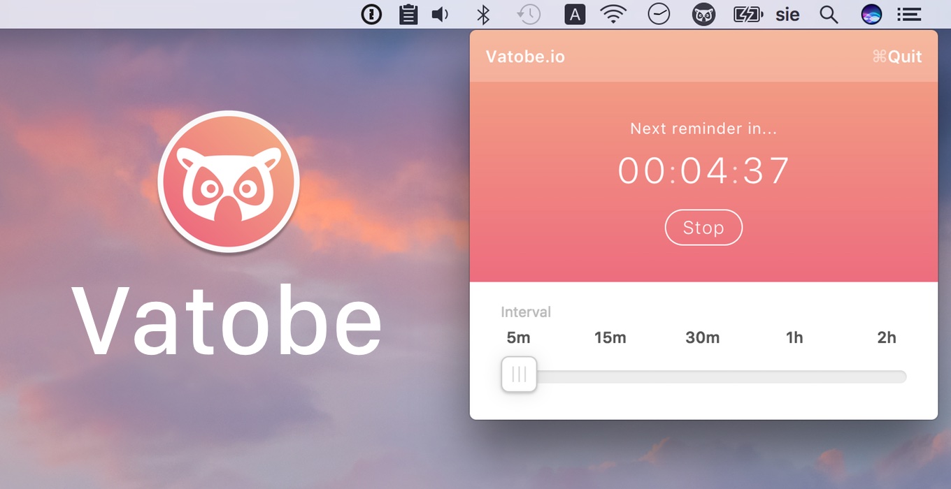 Mac用 姿勢矯正アプリ「Vatobe」使用時の画像