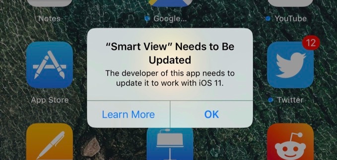 iOS 11の32bitアプリに対する警告。