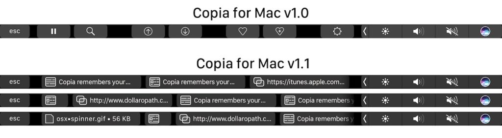Copia for Mac New Touch Bar Features
