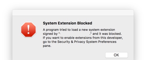 Secure Kernel Extension Loading機能によりブロックされたKEXT
