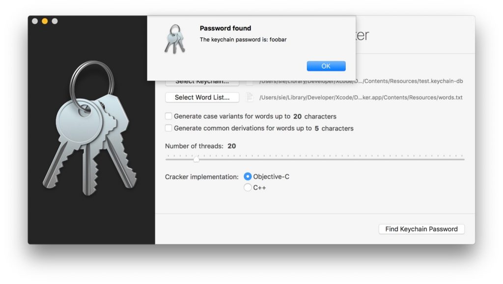 macOSのKeychainのクラッキングツール「Keychain Cracker」の使い方。