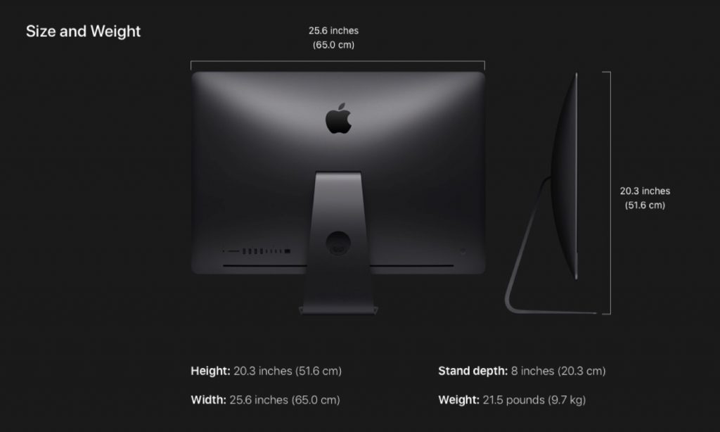 iMac Pro 2017のサイズ