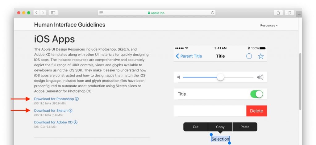 iOS Human Interface Guidelines for iOS 11 beta