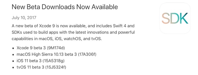 Apple high sierra beta 3リリース