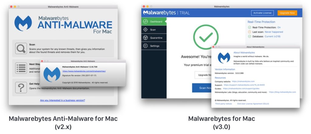 Malwarebytes 3.0 for MacのUI