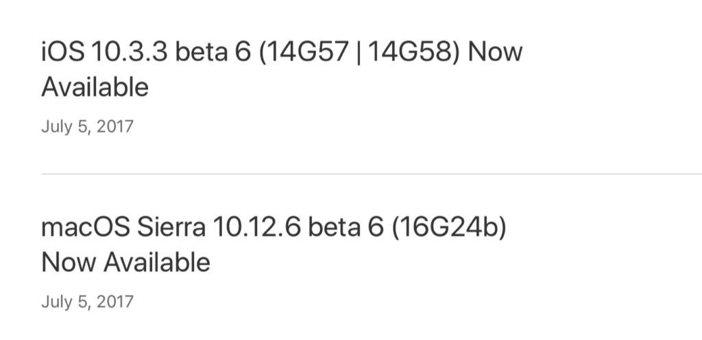 macOS Sierra 10.12.6 beta 2のリリース