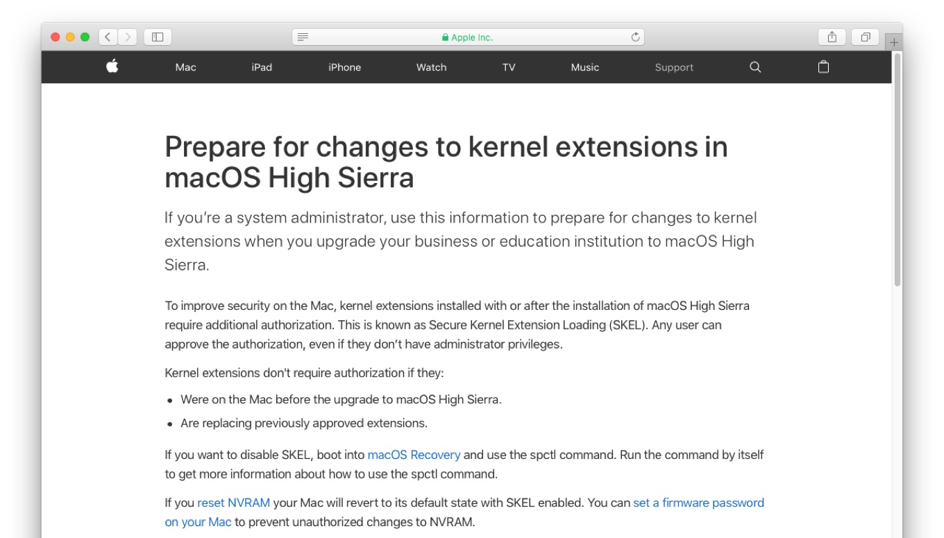 Prepare for changes to kernel extensions in macOS High Sierra