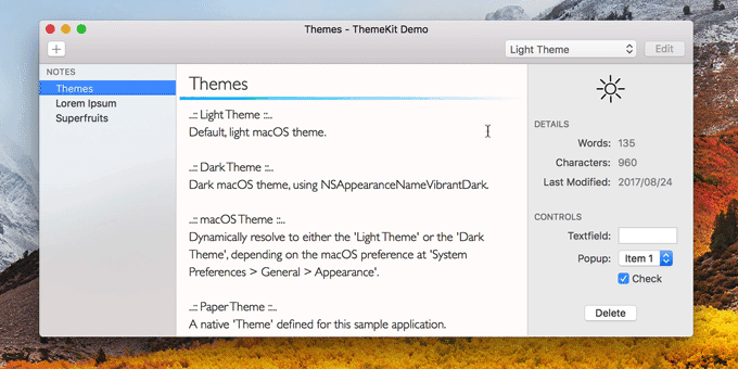 macOSアプリのテーマ用フレームワークThemeKit