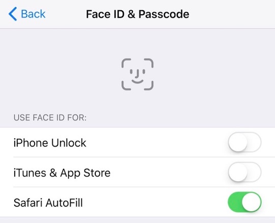 iOS 11のFace ID設定画面