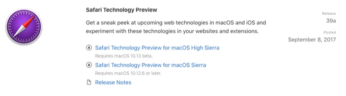 Safari Technology Preview v39a