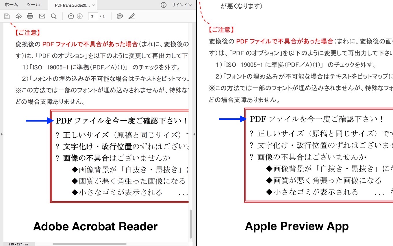 Macos 10 13 High Sierraの Pdfkit にも不具合があり Acrobat Readerなどサードパーティ製アプリとプレビューアプリの間で表示が異なるので注意 pl Ch