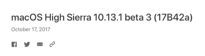 macOS High Sierra 10.13.1 beta 3