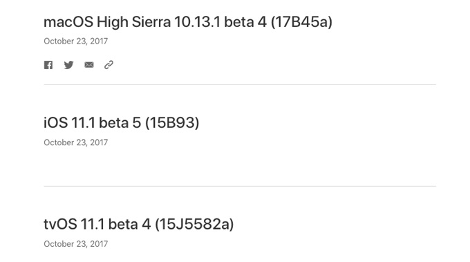 macOS High Sierra 10.13.1 beta 4リリースノート