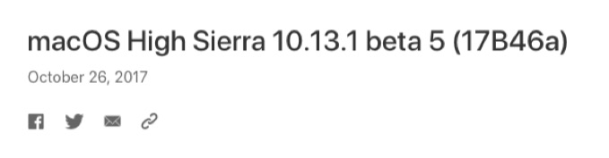 macOS High Sierra 10.13.1 beta 5のリリースノート