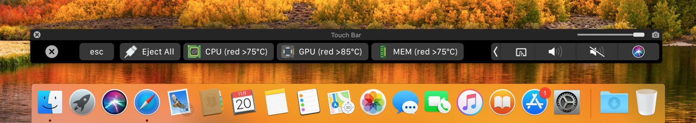 Touch-Bar-iStatsでTouch BarにMacのシステム温度を表示する
