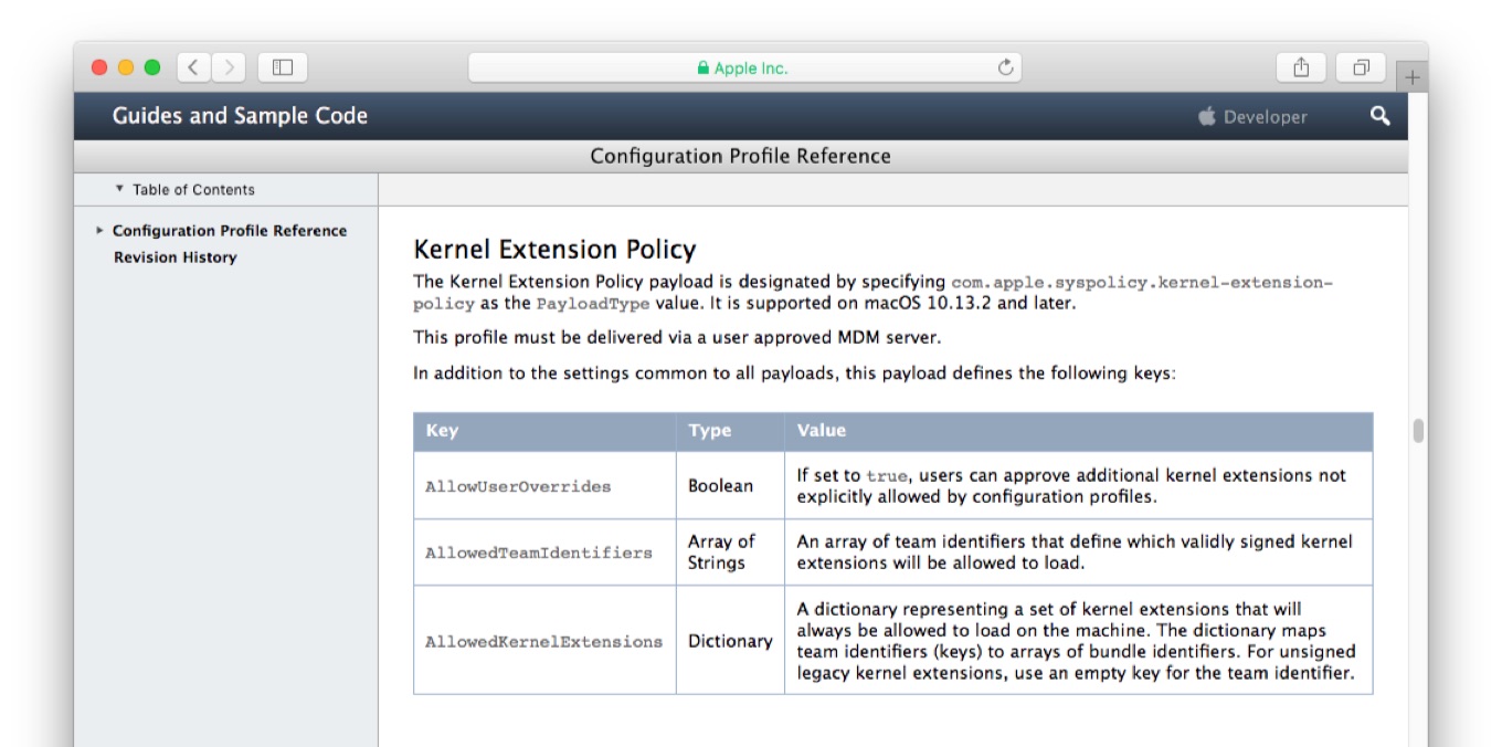 新しいKernel Extension Policyのオプション