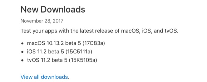 macOS 10.13.2 beta 5 (17C83a)リリース