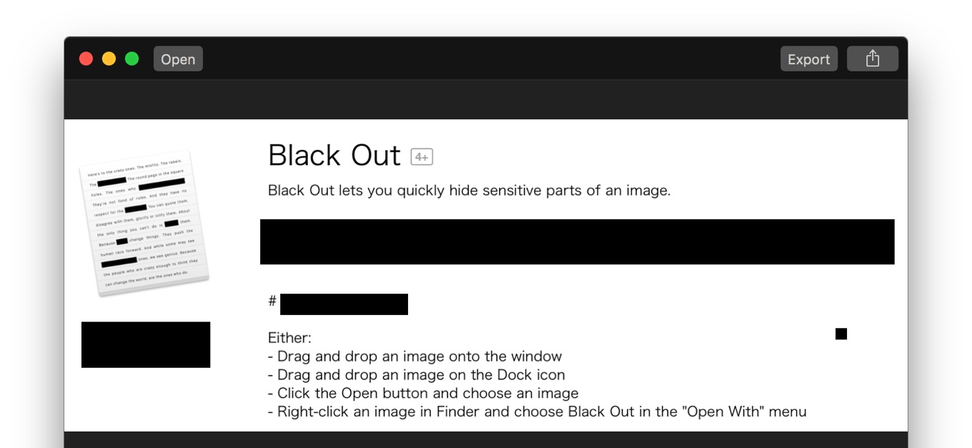 黒塗り画像を作れるBlack Outがリリース