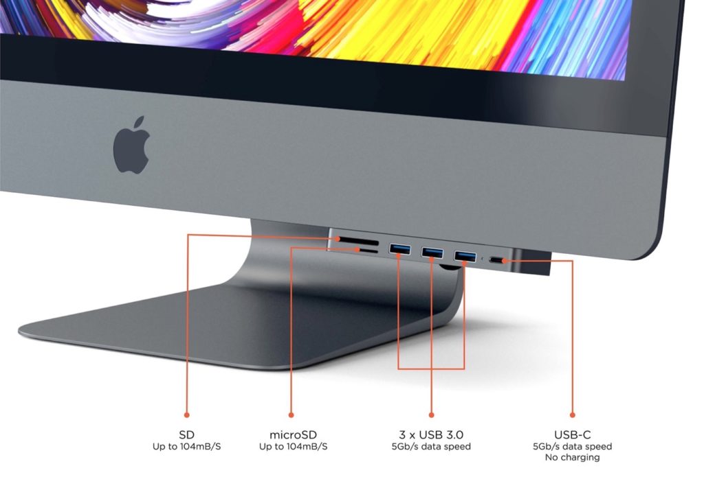 Satechi、iMac Pro/Retinaのディスプレイ下に設置出来るUSB-C接続のUSBハブ＆SDカードリーダー「クランプハブ Pro