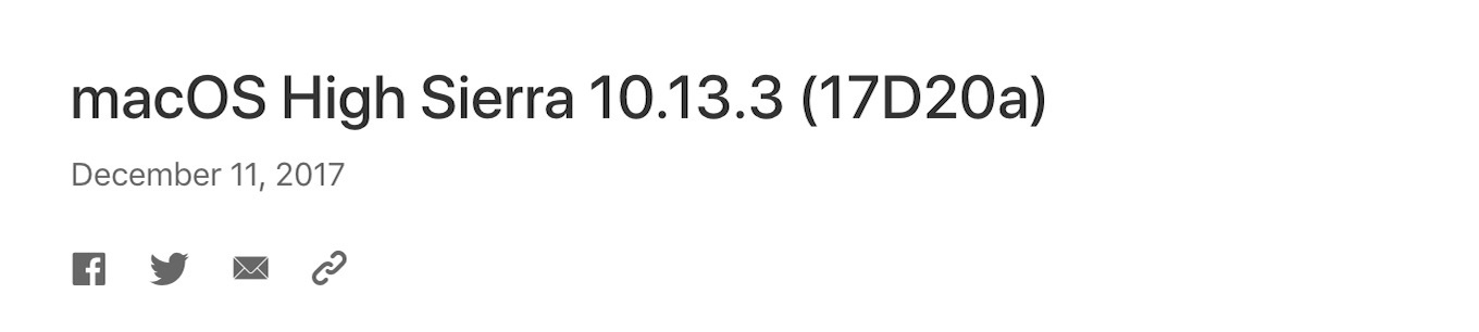 macOS High Sierra 10.13.3 (17D20a)がリリース