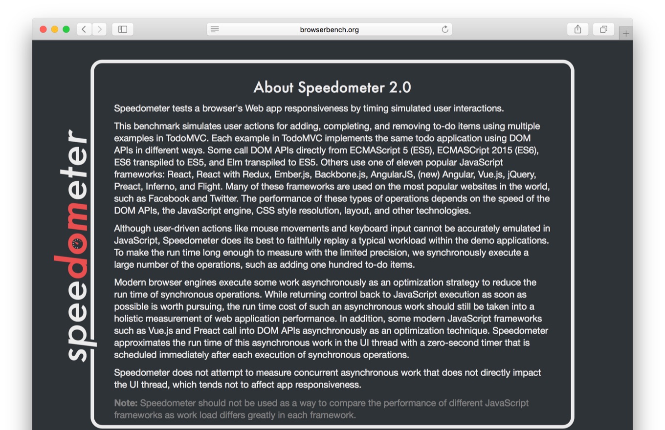 Speedometer 2.0で使われているJavaScriptフレームワーク