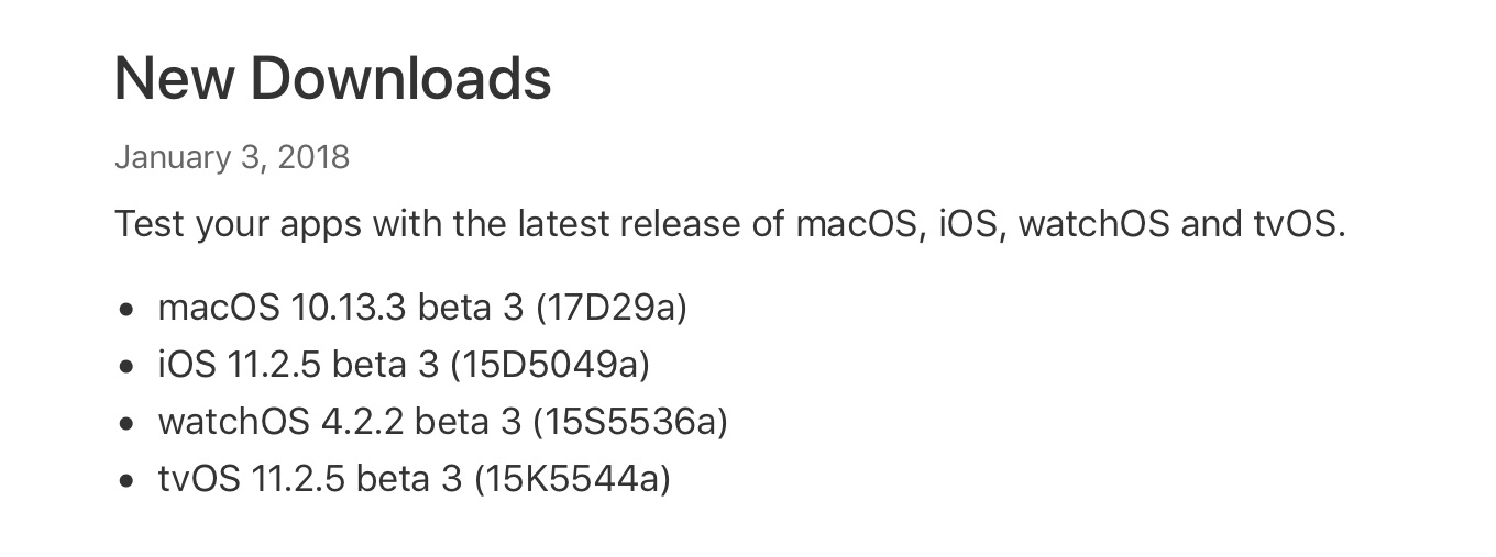 macOS High Sierra 10.13.3 beta 3 Build 17D29aリリース