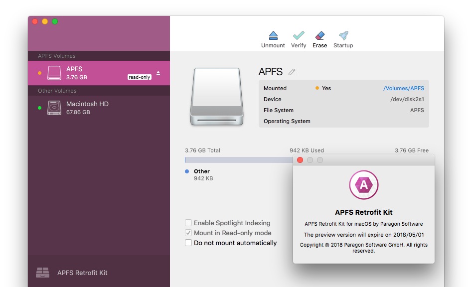APFS Retrofit Kit for macOSの使用期限