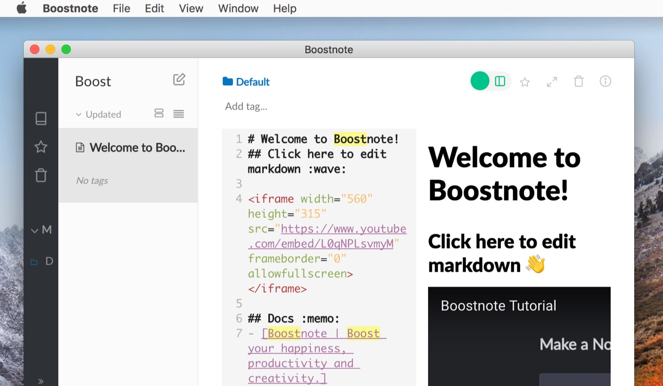 boostnote markdown code snippet coloring