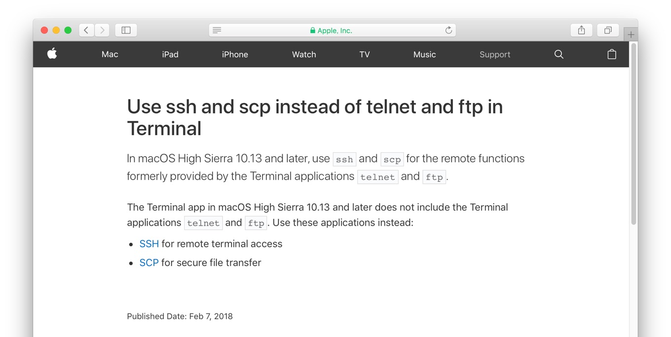 Use ssh and scp instead of telnet and ftp in Terminal