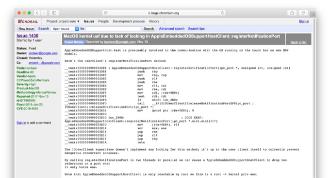 MacOS kernel uaf due to lack of locking in AppleEmbeddedOSSupportHostClient::registerNotificationPort
