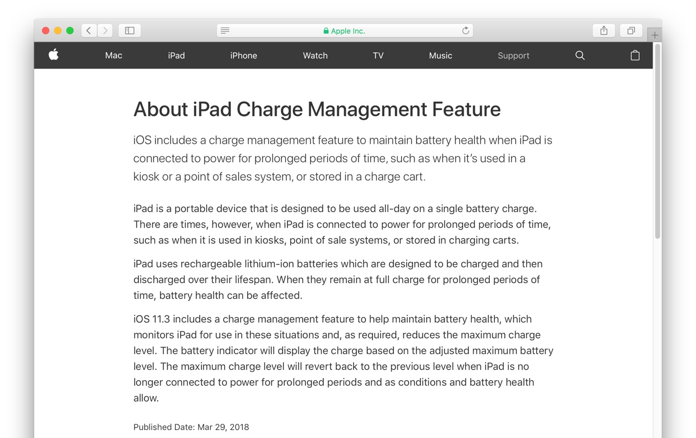 About iPad Charge Management Feature