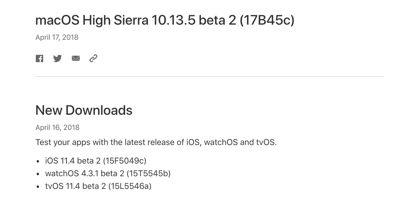 macOS High Sierra 10.13.5 beta 2 (17F45c)