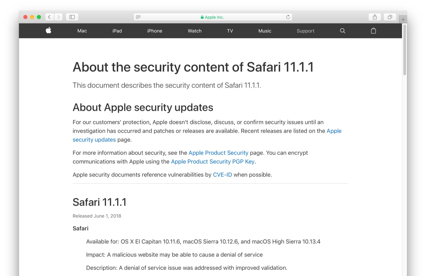 OS X El Capitan 10.11.6, macOS Sierra 10.12.6, and macOS High Sierra 10.13.4