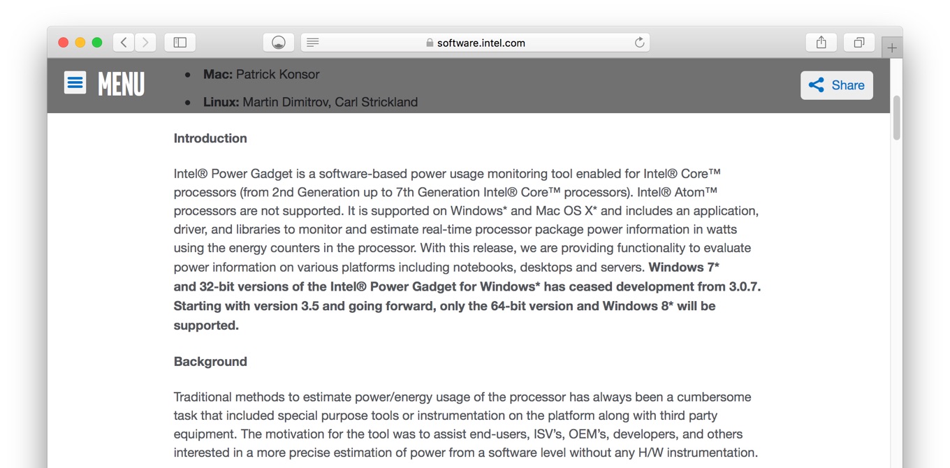 intel power gadget for mac