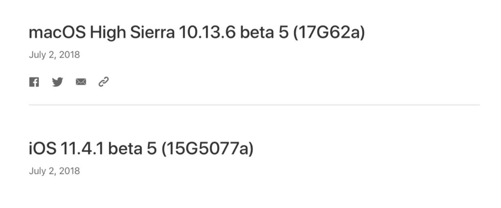 macOS High Sierra 10.13.6 beta 5 (17G62a)リリース