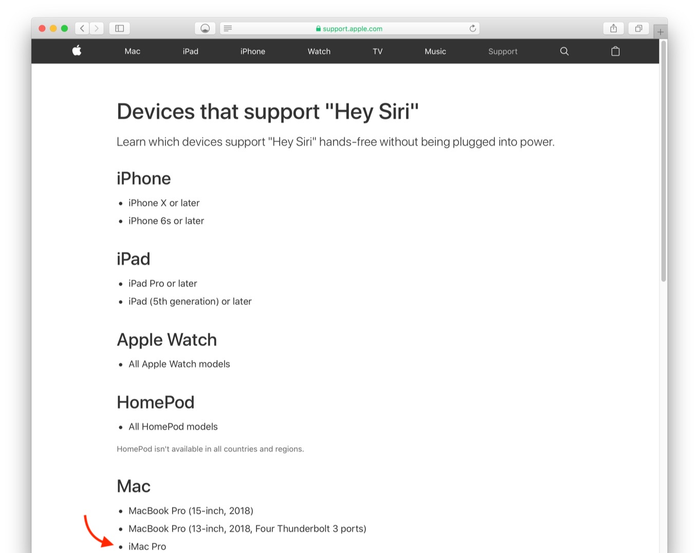 Hey Siri support iMac Pro