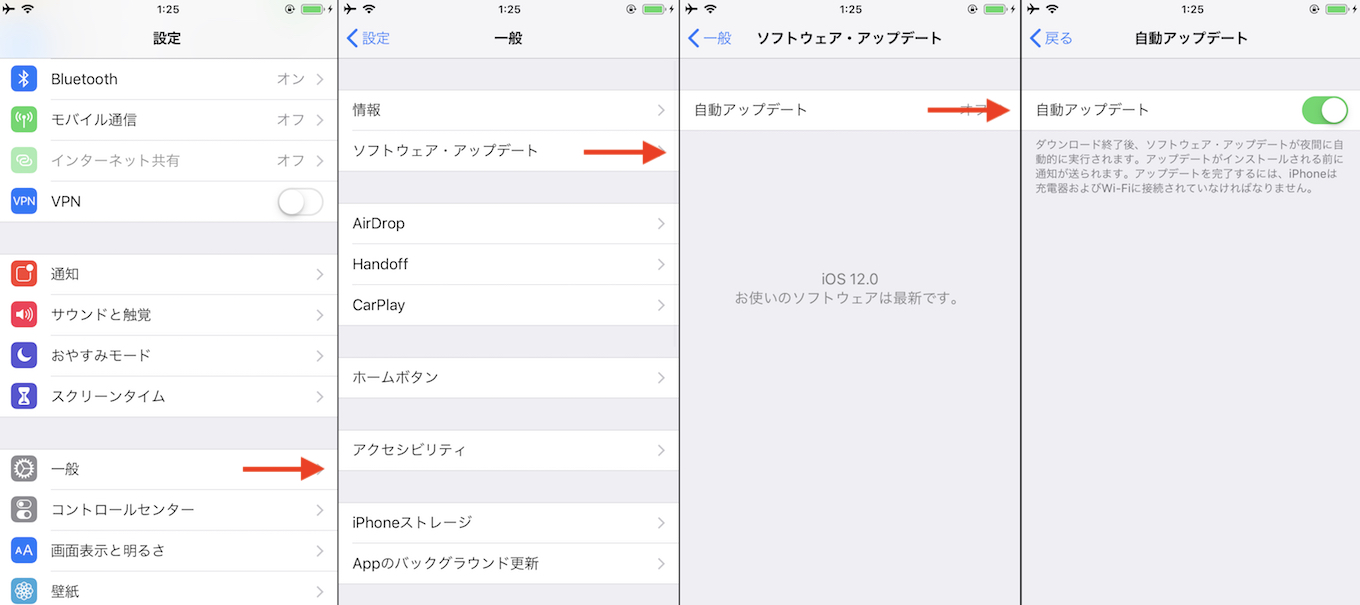iOS 12の自動アップデート機能
