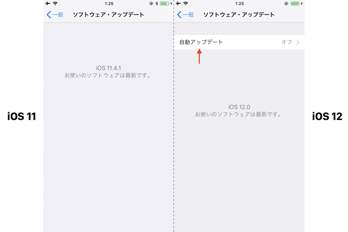 iOS 12の自動アップデート機能