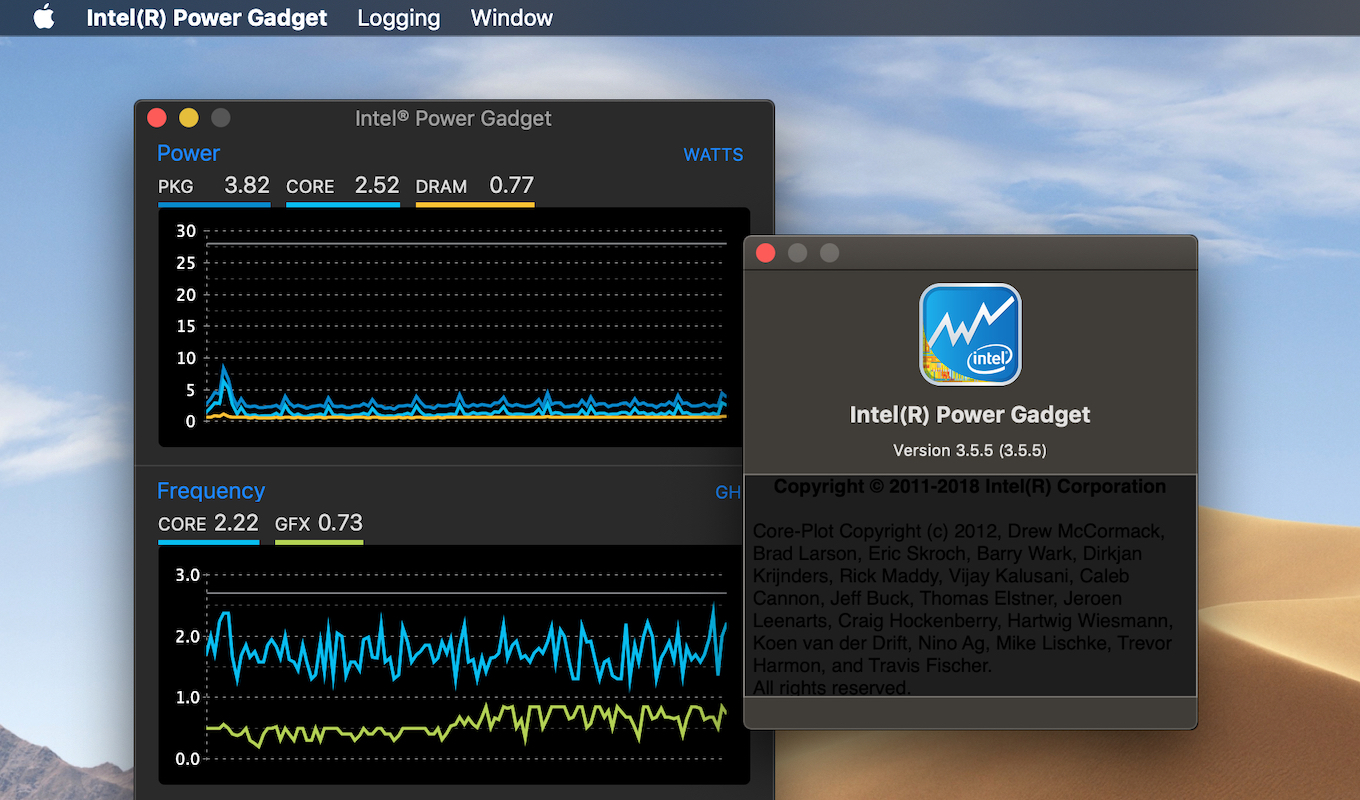 Intel Power Gadget v3.5.5 for Mac DarkMode