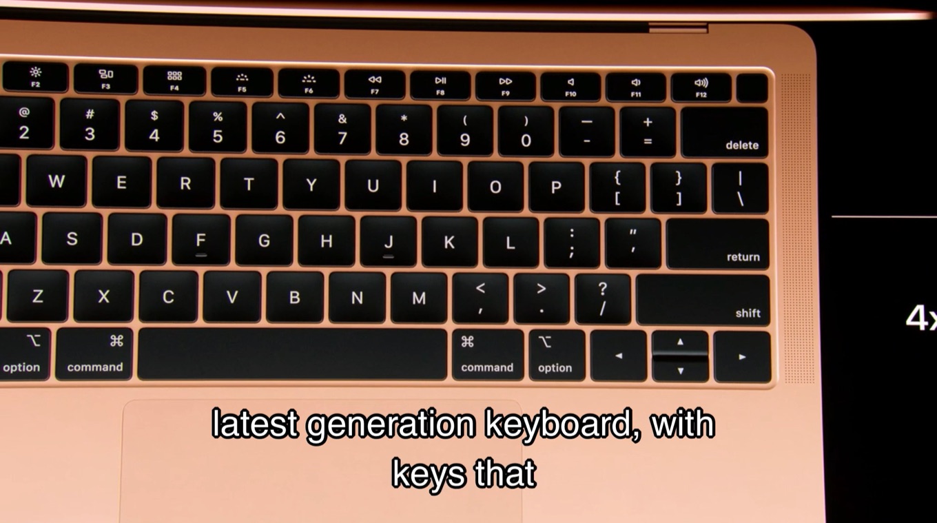 MacBook Air (2018)の第3世代バタフライ構造キーボードで特定のキー 