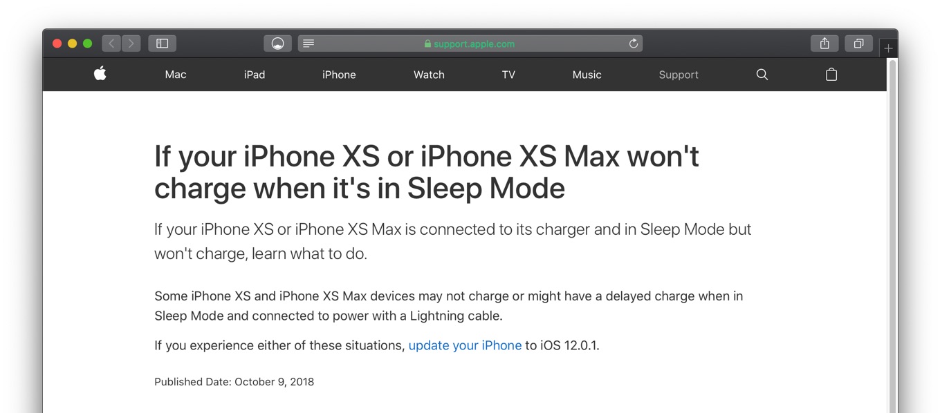 If your iPhone XS or iPhone XS Max is connected to its charger and in Sleep Mode but won't charge, learn what to do.