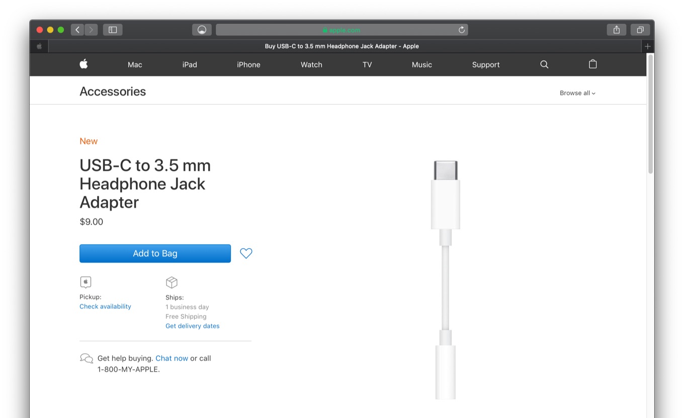  Apple USB-C to 3.5 mm Headphone Jack Adapter 
