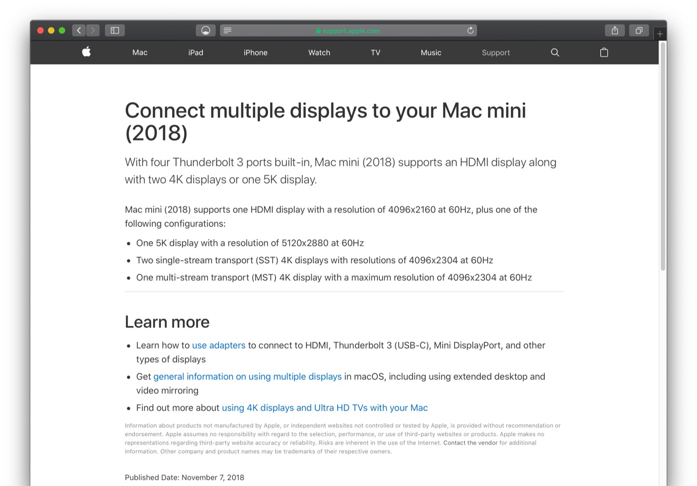 Connect multiple displays to your Mac mini (2018)