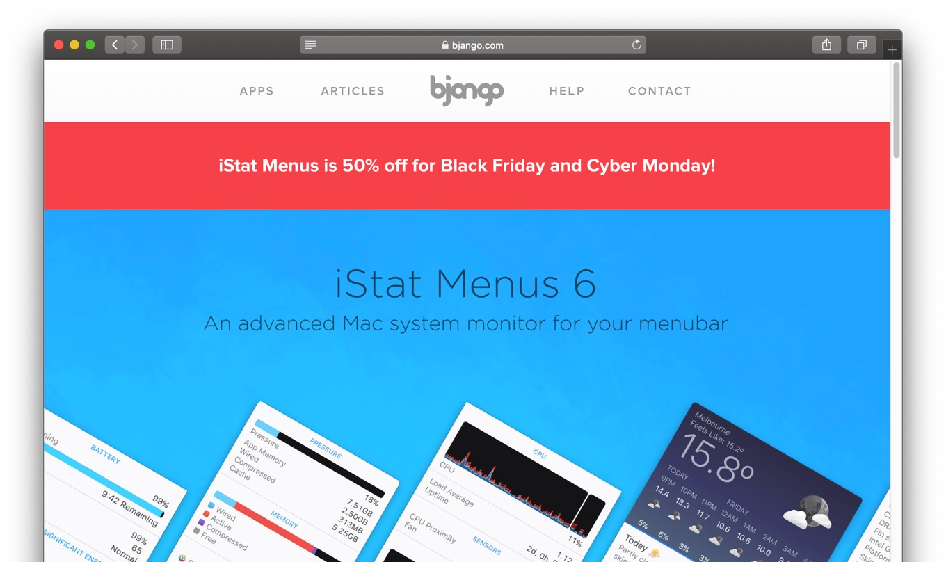 iStat Menus is 50% off for Black Friday and Cyber Monday!